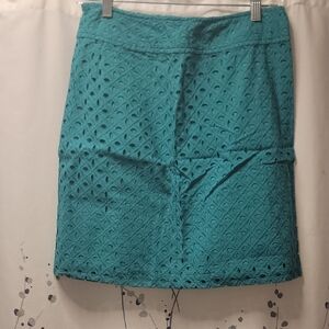 Ann Taylor Turquoise Lace Pencil Skirt